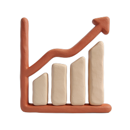 Growth Chart Icon - 3D Clay Style Business Analytics