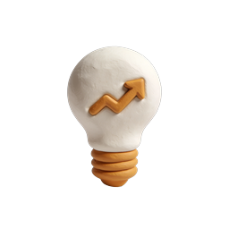 Growth Idea Bulb Icon - Clay Style Business Concept