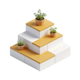 Isometric Growth Stairs Podium with Plants