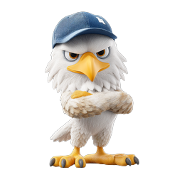 Grumpy Bird Character with Denim Cap - 3D Mascot Icon