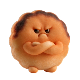 Grumpy Bread Character 3D Icon | Angry Pastry Mascot