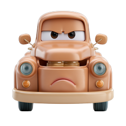 Grumpy Cartoon Car Character Icon | 3D Pixar-Style Vehicle
