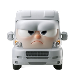 Grumpy Cartoon Truck Character 3D Icon