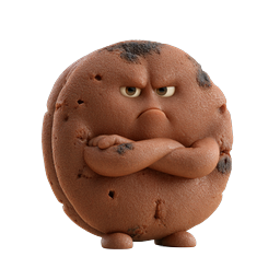 Grumpy Chocolate Chip Cookie Character 3D Icon