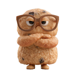 Grumpy Cookie Character with Glasses 3D Icon