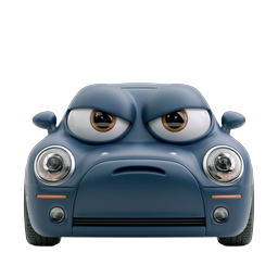 Grumpy Cute Cartoon Car Character Icon | 3D Rendered