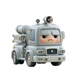 Grumpy Fire Truck Character - 3D Cartoon Icon