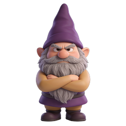 Grumpy Gnome 3D Character Icon with Purple Hat