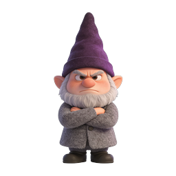 Grumpy Purple Hat Gnome 3D Character Icon