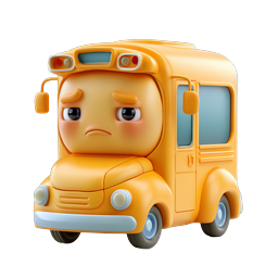 Grumpy Cartoon School Bus 3D Clay Icon