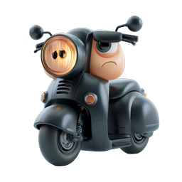 Grumpy Scooter Character 3D Icon | Cute Cartoon Vehicle