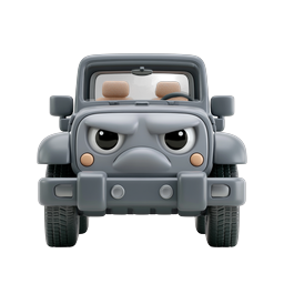 Grumpy Cartoon SUV Vehicle 3D Icon | Clay Style