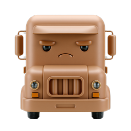 Grumpy Cartoon Truck Character 3D Icon