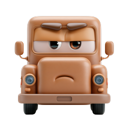 Grumpy Cartoon Truck Character - 3D Clay Style Icon