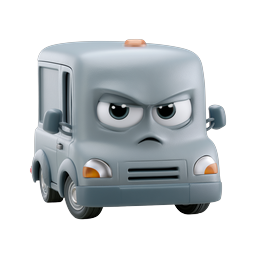 Grumpy 3D Cartoon Truck Character Icon