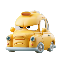 Grumpy Yellow Taxi Cab 3D Character Icon