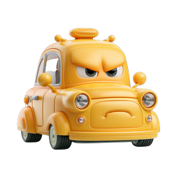 Grumpy Yellow Taxi Cab Cartoon Character Icon