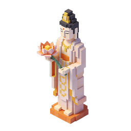 Guanyin Goddess of Mercy Voxel Statue Icon