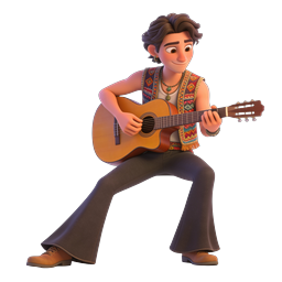 Animated Guitar Player Character Icon | 3D Music Icon