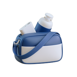 Gym Bag Icon with Water Bottle and Power Bank