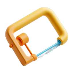 Hack Saw Tool Icon - 3D Clay Style Design
