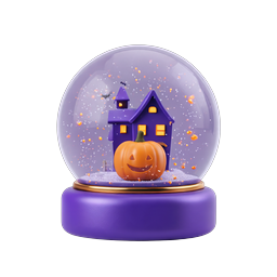 ハロウィン・スノーグローブアイコン - 不気味な 3D お化け屋敷デザイン