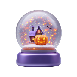 Halloween Snow Globe with Jack-o'-Lantern and Haunted House