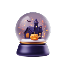 Halloween Snow Globe Icon - Spooky Haunted House 3D Design