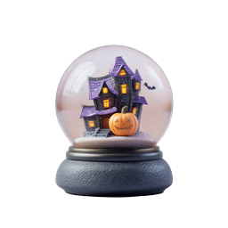 Biểu tượng quả cầu tuyết Halloween với ngôi nhà ma ám