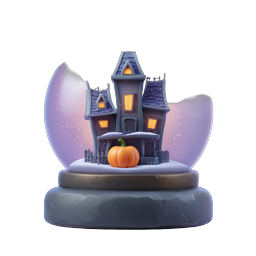 Halloween Spukhaus Schneekugel Icon - Gruseliges 3D