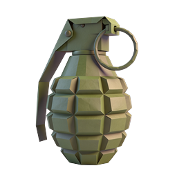 Low-Poly Hand Grenade 3D Icon | Military Explosive