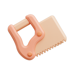 Hand Saw Tool Icon - 3D Clay Style Carpentry