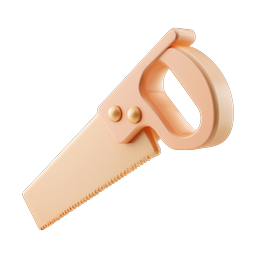 3D Hand Saw Icon - Clay Style Tool for Carpentry