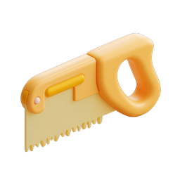Hand Saw Tool Icon - 3D Clay Style Design