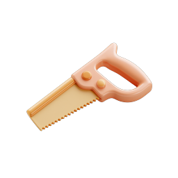 Clay-Style Handsaw Tool Icon | 3D Glossy Design