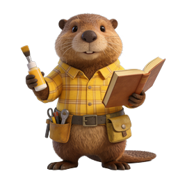 Handyman Beaver Character Icon with Tools and Book