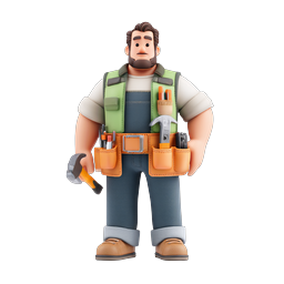 Handyman Repairman Character Icon with Tools