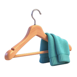 Wooden Hanger with Teal Sweater 3D Illustration