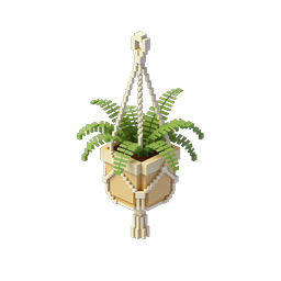 Hanging Pixel Plant Icon - 3D Isometric Voxel Art