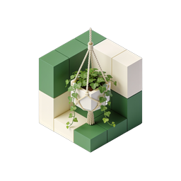 Hanging Plant Geometric Cube Icon – Modern 3D Design