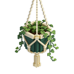Isometric Voxel Hanging Planter Icon with Cascading Vines