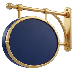 Hanging Shop Sign Icon - 3D Realistic Blue & Gold Design