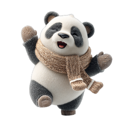 ニットマフラーを巻いた可愛い赤ちゃんパンダ - 3Dアイコン