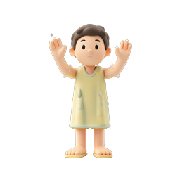 Happy Boy Bathing 3D Cartoon Character Icon