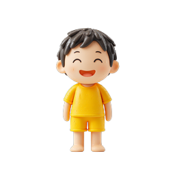 Ícone 3D de Personagem Menino Feliz - Mascote de Desenho Animado Alegre