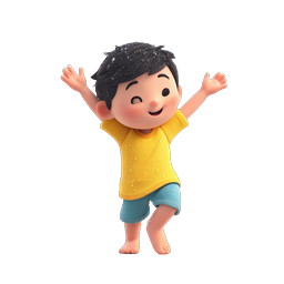 Happy Boy Splashing in Water - Playful 3D Character Icon