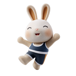 Happy Bunny Athlete 3D Character Icon | Cute Sports Mascot