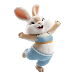 Happy Dancing Bunny Cartoon Character 3D Icon