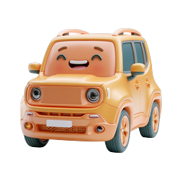 Happy Cartoon SUV Car Character - Cute 3D Icon