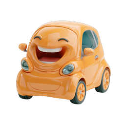 Happy Cartoon Car Icon - Cheerful 3D Orange Vehicle